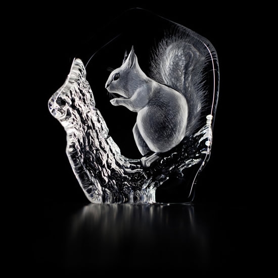 Crystal Squirrel Sculpture by Mats Jonasson
