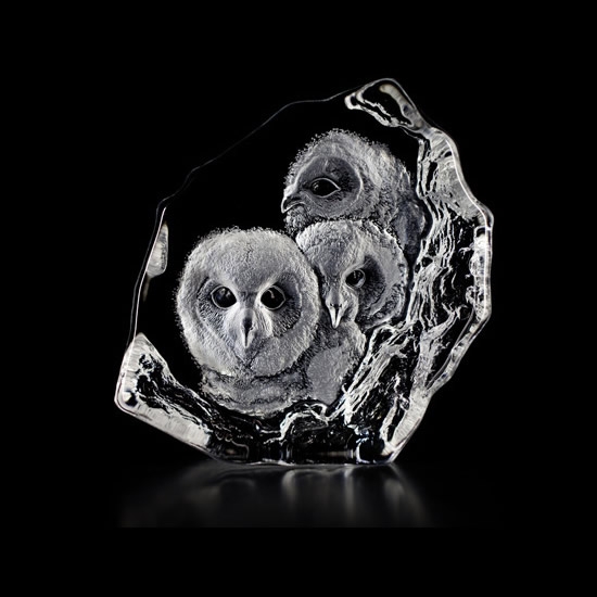 Owlets Crystal Sculpture