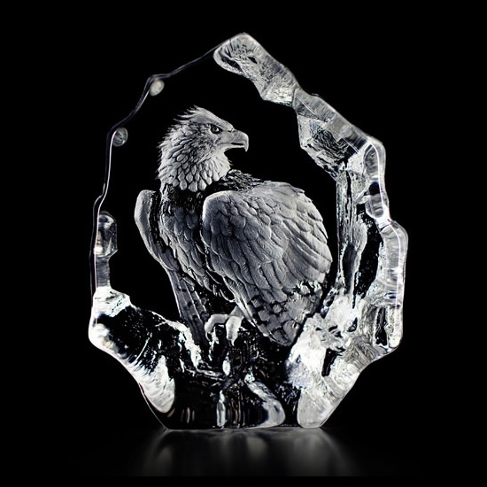 Perched Bald Eagle Crystal Sculpture