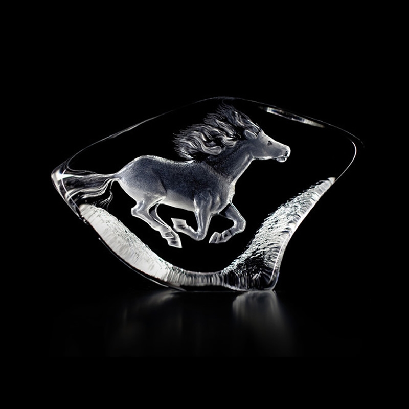 Galloping Horse Crystal Sculpture