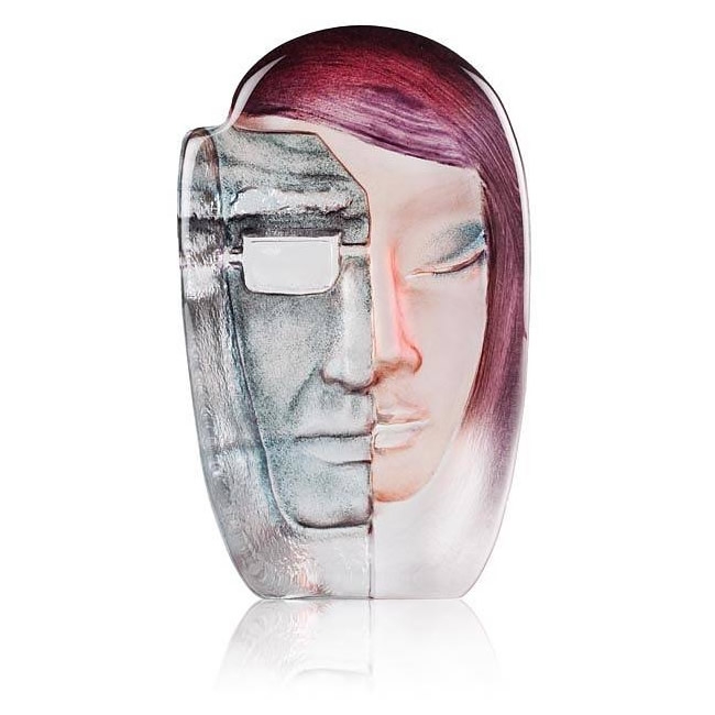 MASQ Female Red Crystal Modern Face Sculpture
