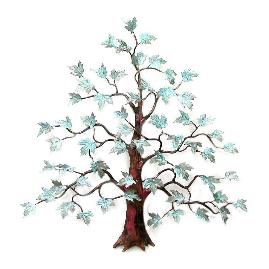  Maple Tree With Patina Brass Leaves Metal Wall Art 