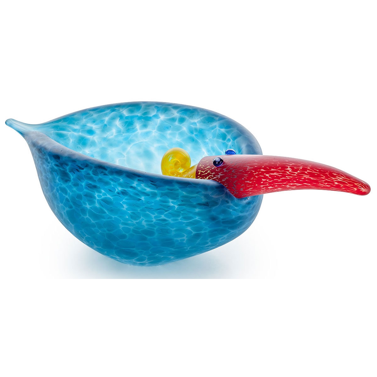 Tweedy Bird  Bowl Modern Glass Sculpture Amber
