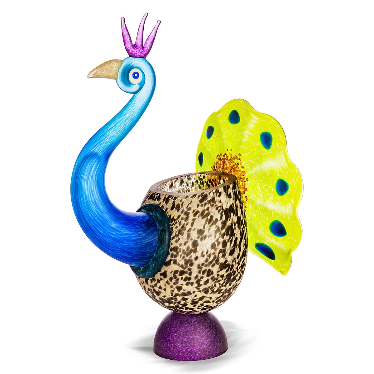 Peacock Bird Vase Modern Glass Sculpture 