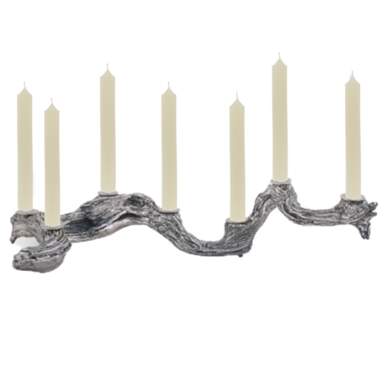 Tall Silver Shabath Candle Holder