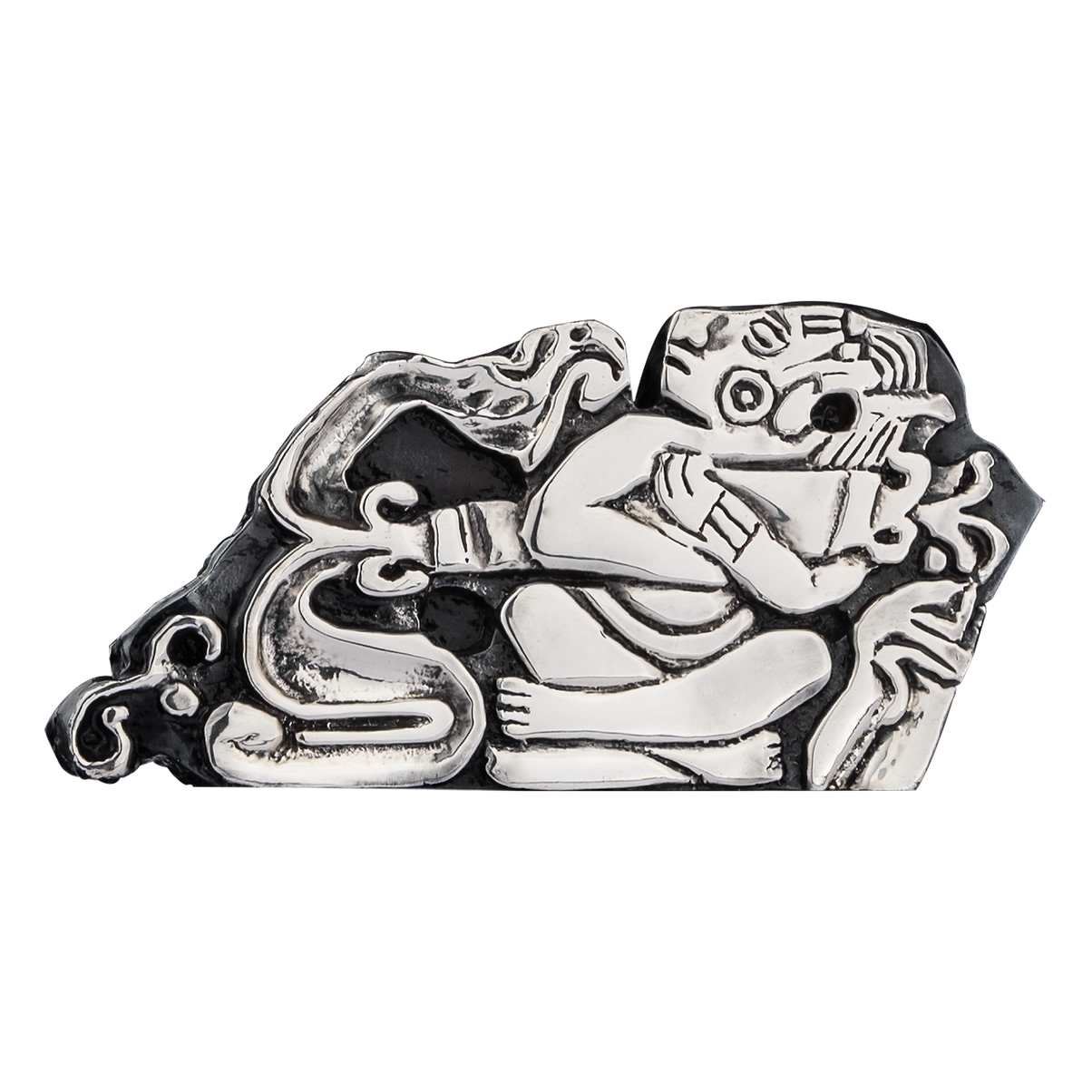 Silver Mayan Relief Statue