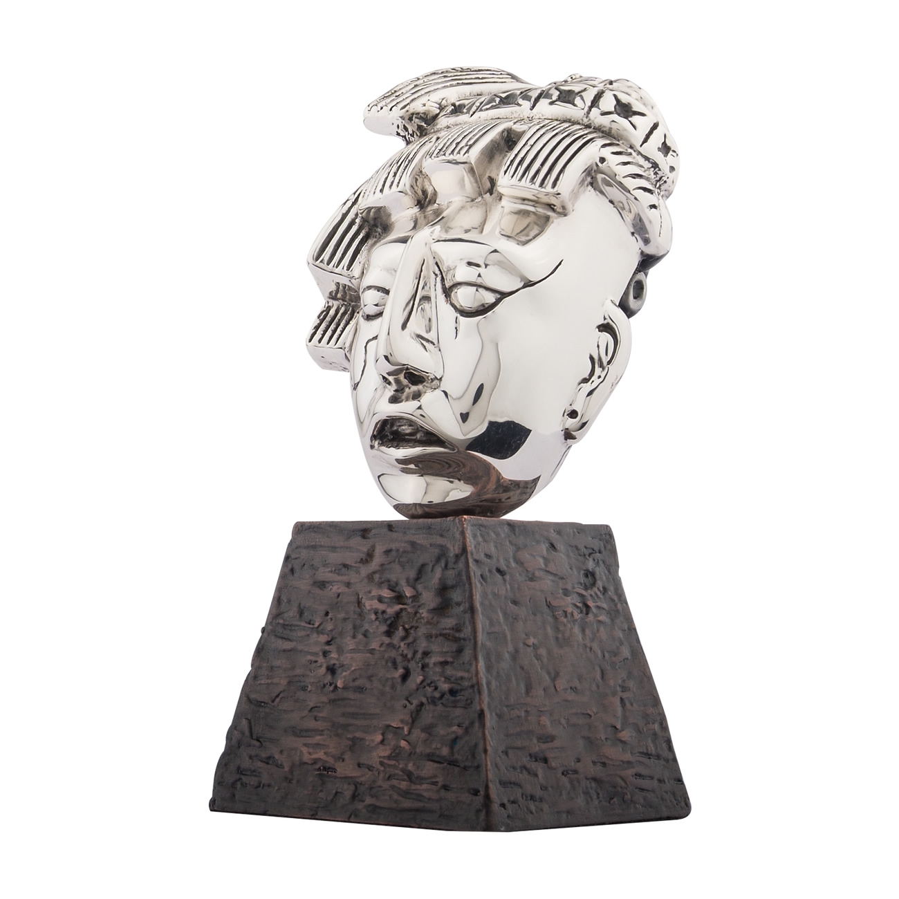 Silver Mayan Bust 