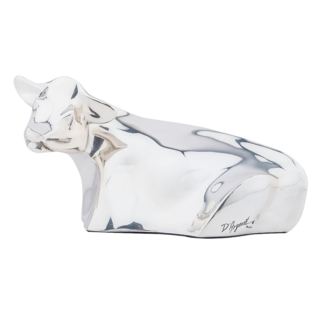Silver Cow Sculpture 