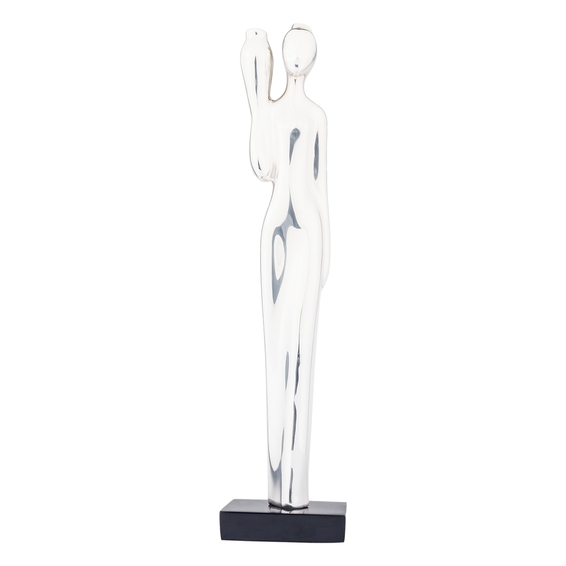 Abstract Silver Woman Bringing Water Sculpture