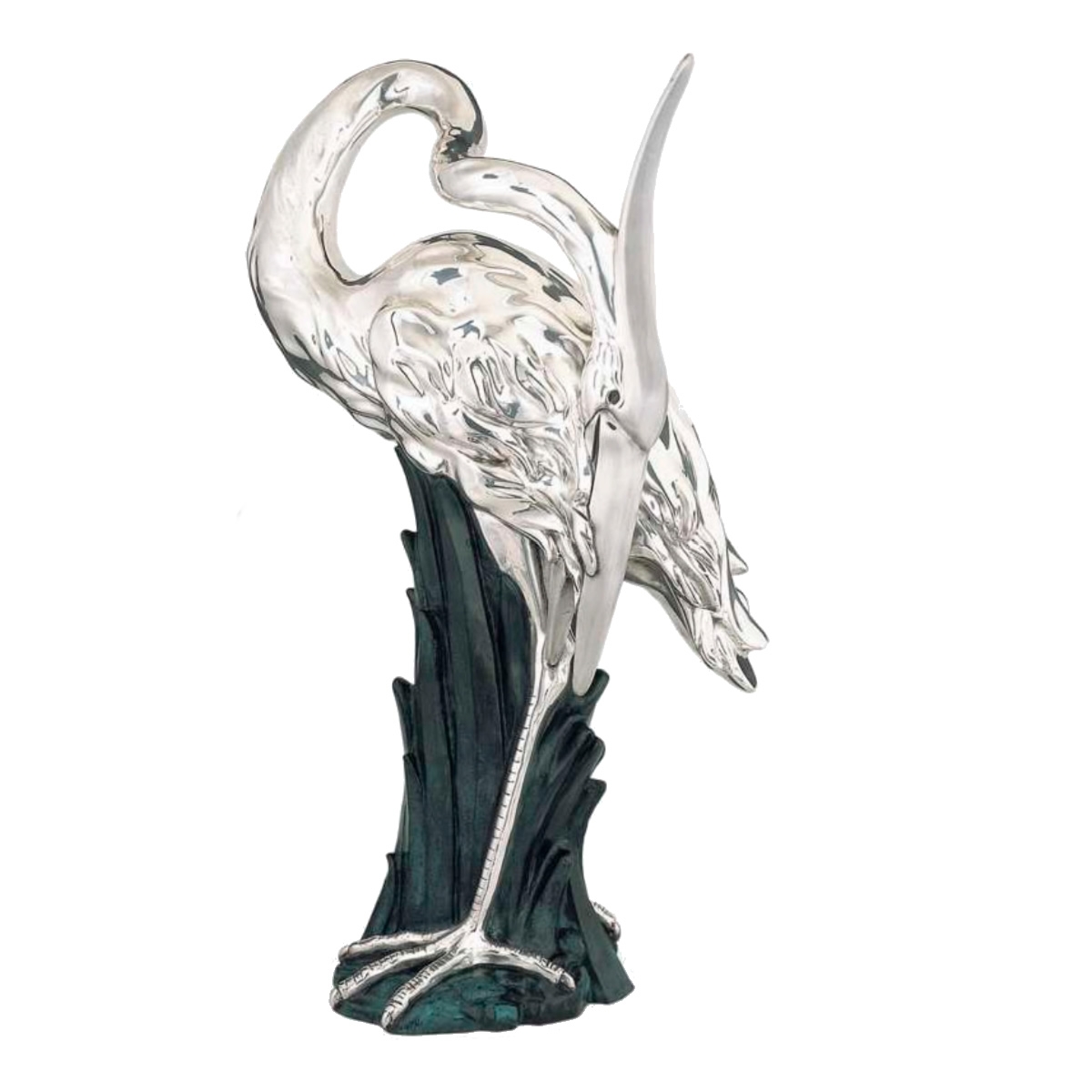 Silver Heron Sculpture