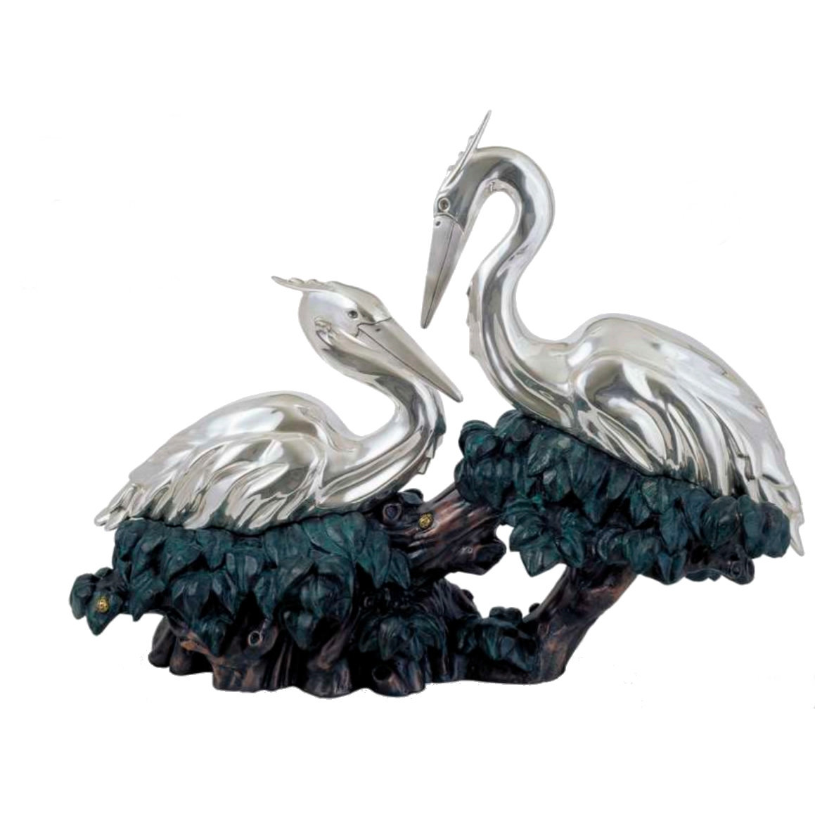 Silver Herons Sculpture