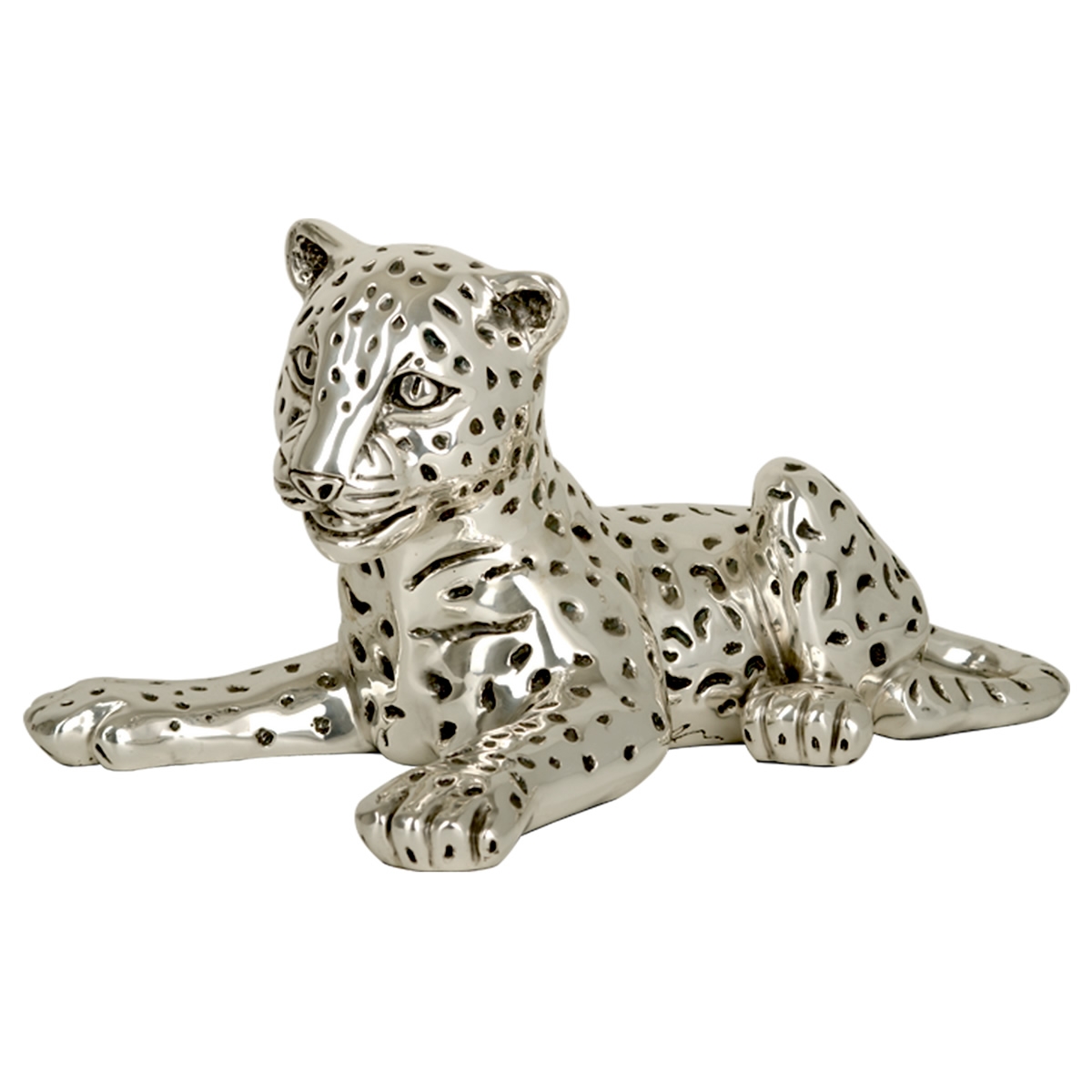 Silver Leopard Cub Sculpture