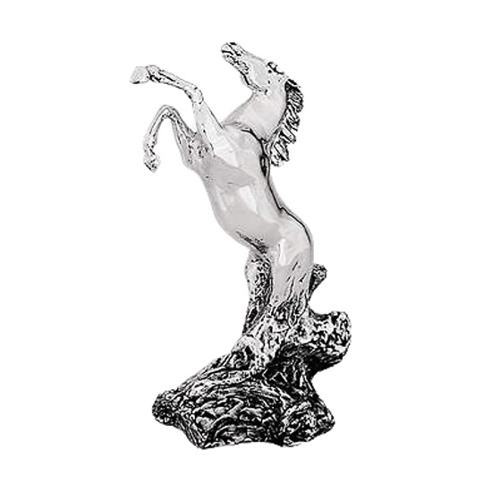 Silver Wild Rearing Horse Sculpture