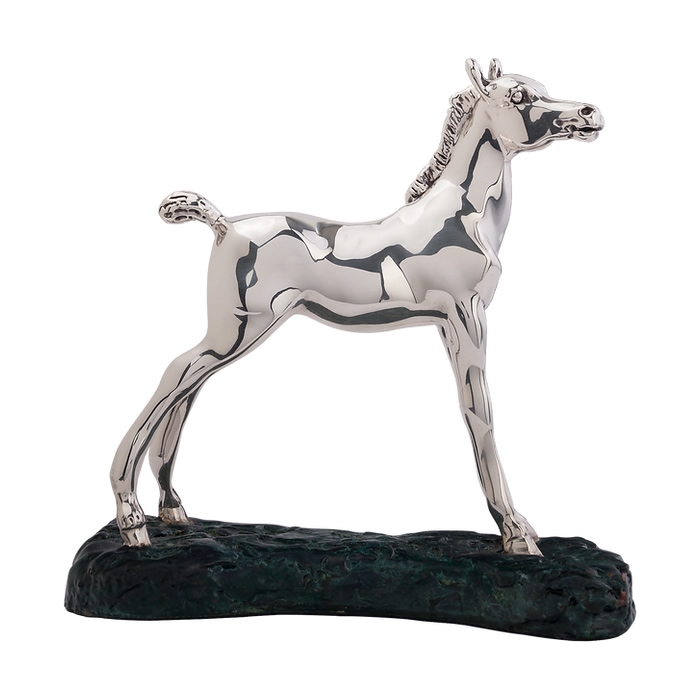 Silver Pony Horse Sculpture