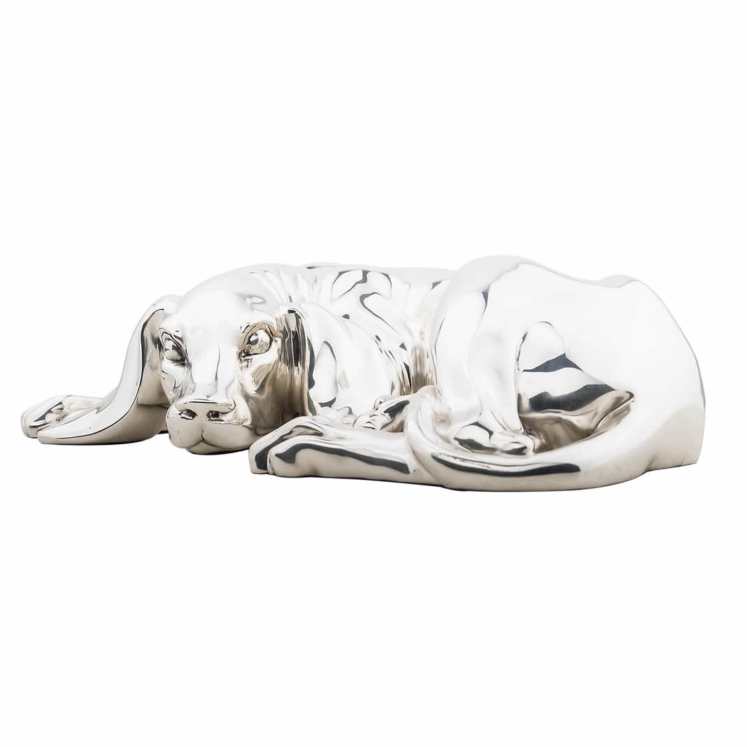 Silver Dog Sculpture