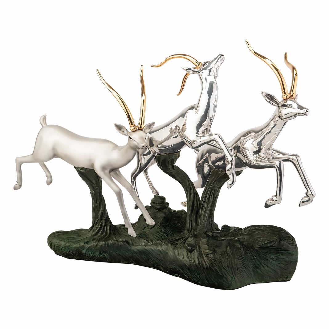Silver Gazelles  Sculpture