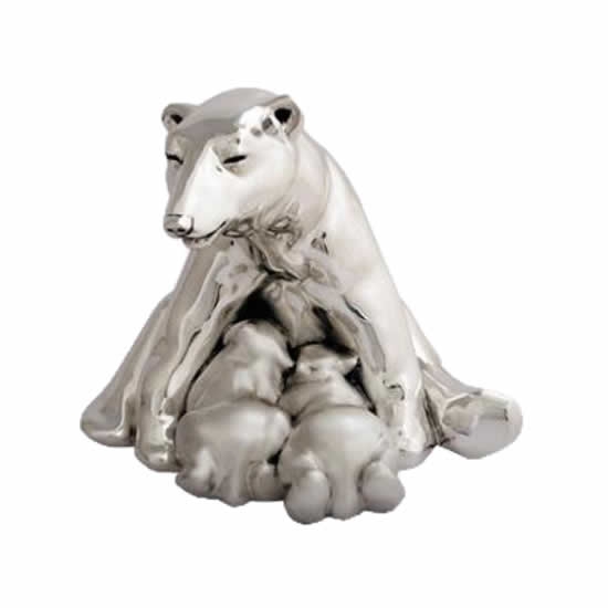 Silver Polar Bear Sculpture