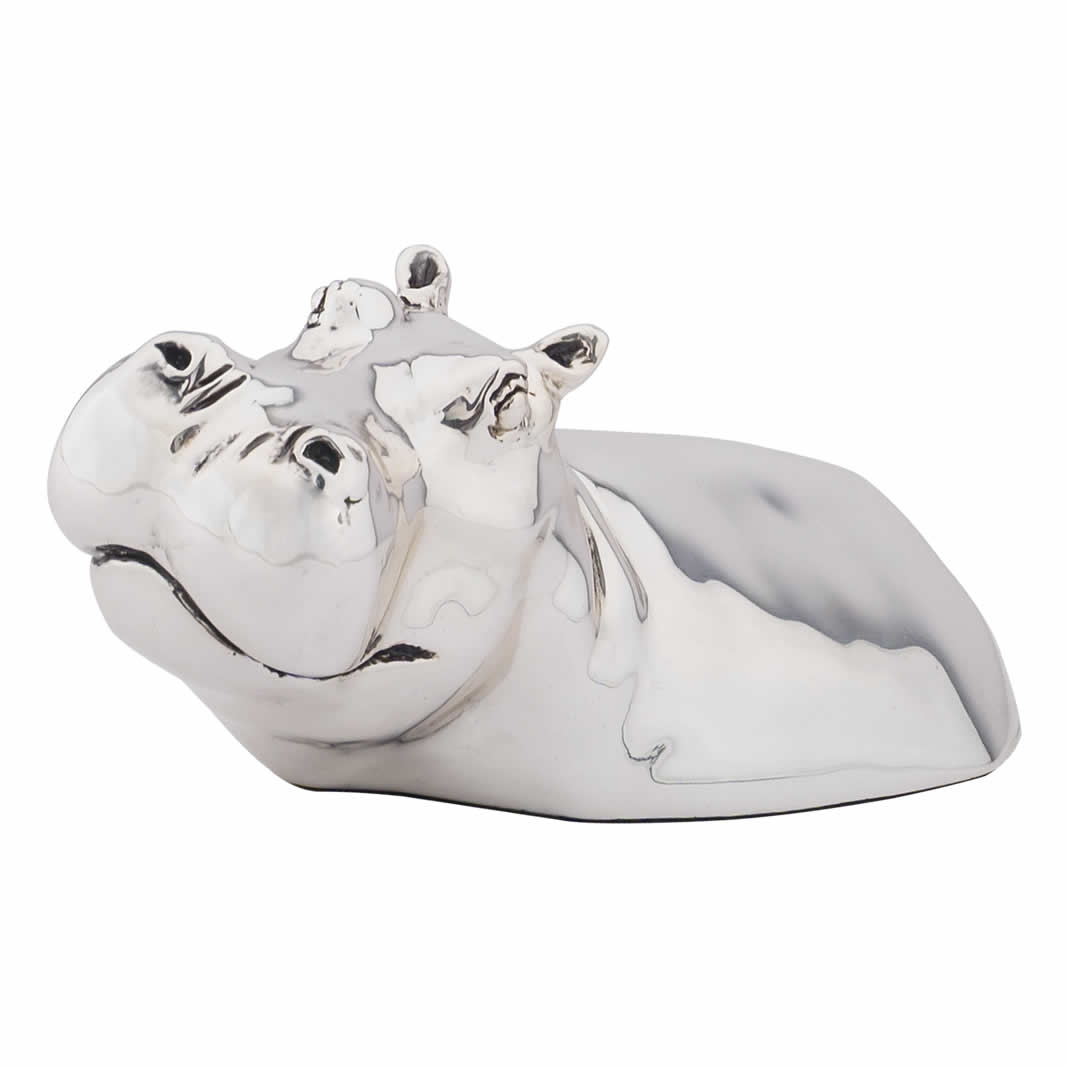 Silver Hippopotamus Submerged Sculpture