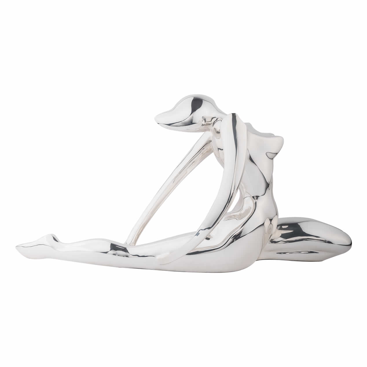 Abstract Silver Nude Woman Sculpture