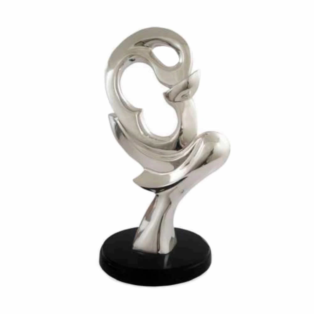 Abstract Silver Thinker Sculpture