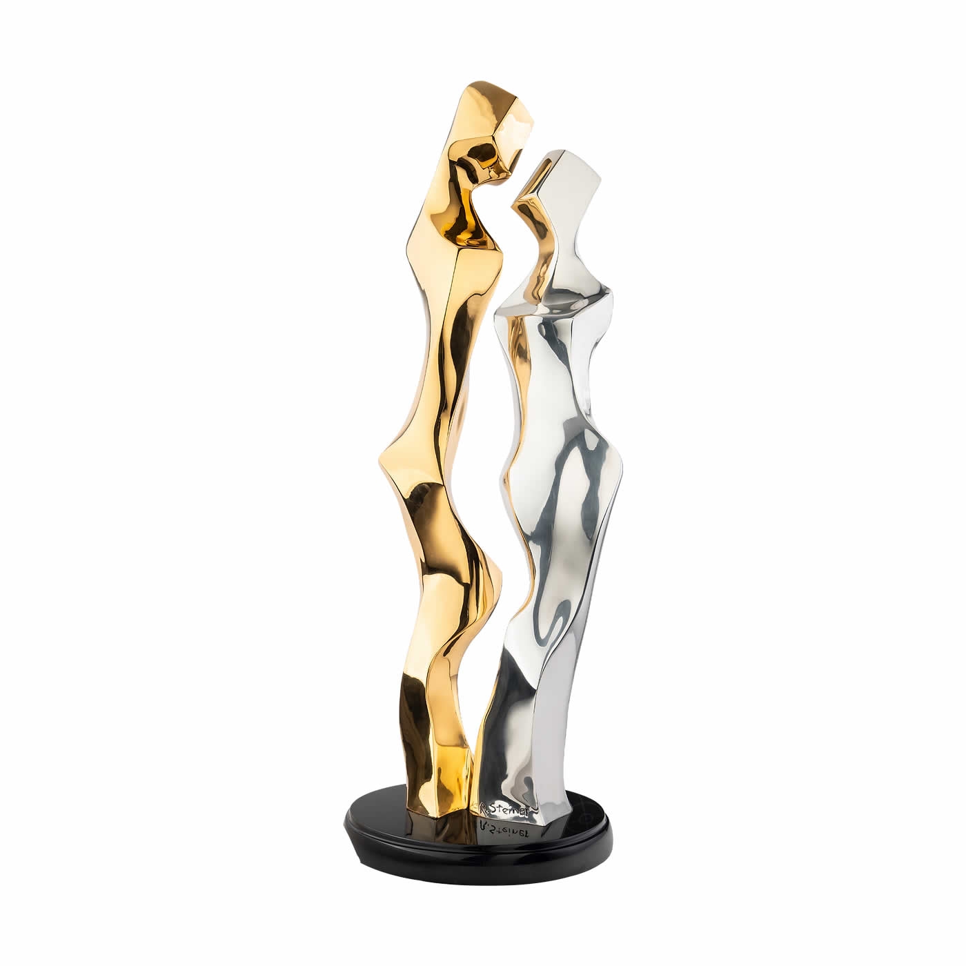 Integration Abstract Silver Gold Couple Sculpture