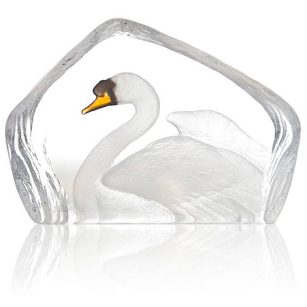 Swan Crystal Sculpture with Color
