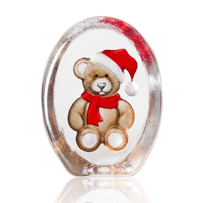 Christmas Teddy Bear Crystal Sculpture