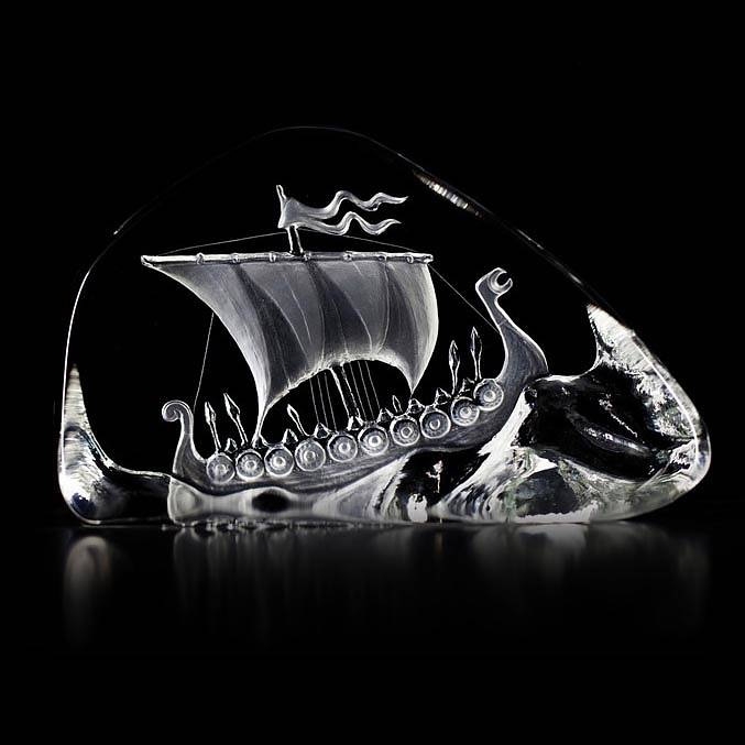 Viking Ship Crystal Sculpture Small