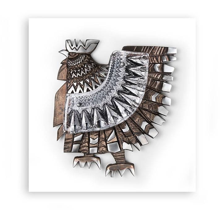 Cucuforza Rooster Wall Sculpture by Mats Jonasson Limited Edition Silver