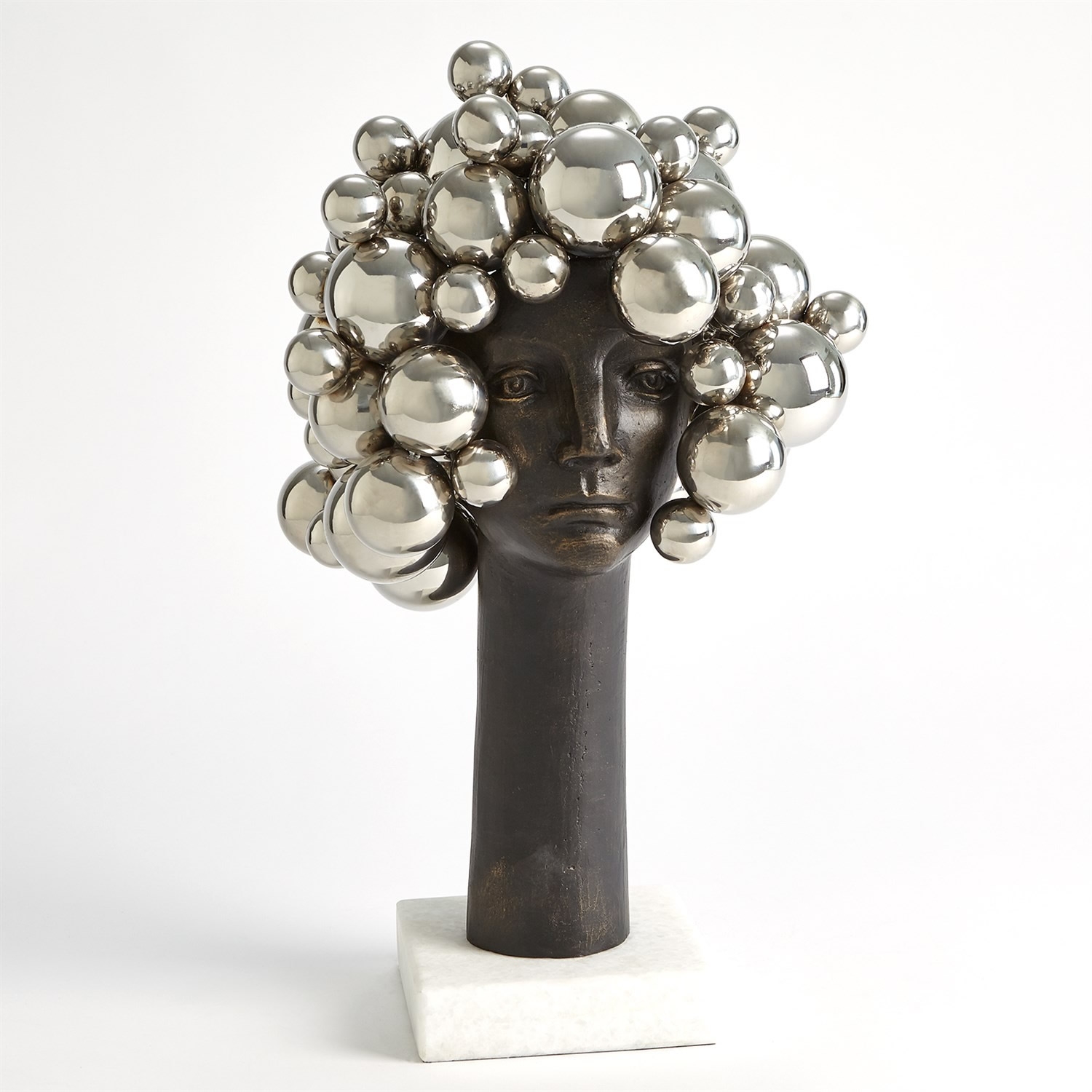 Bubbles For Brains Sculpture Bust Nickel Finish