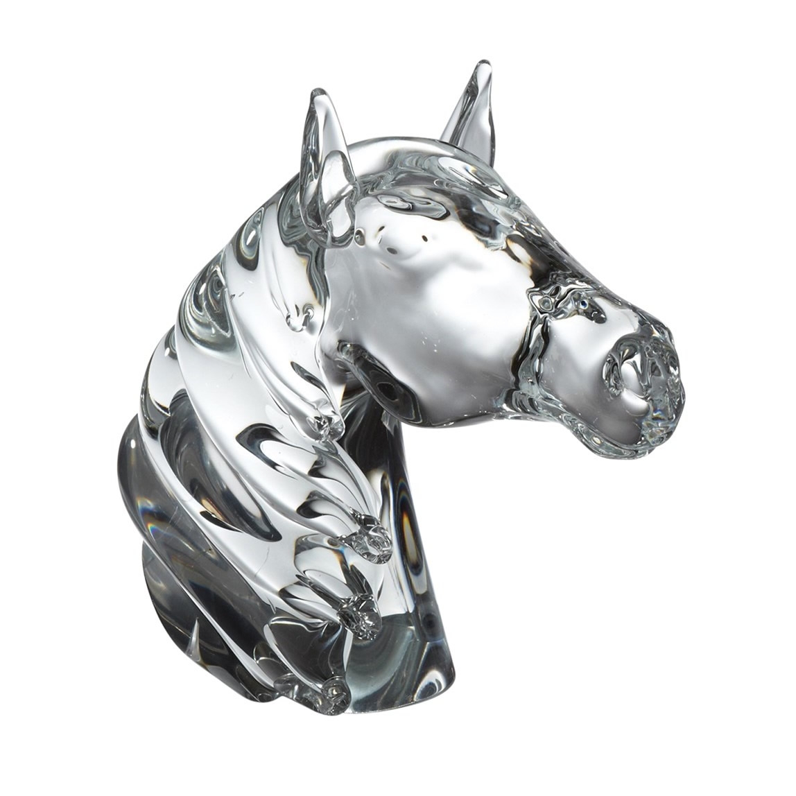 Thoroughbred Horse Head Art Glass Small