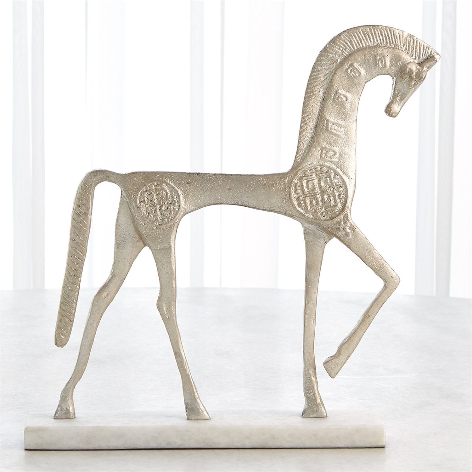 Roman Horse Sculpture Silver Small