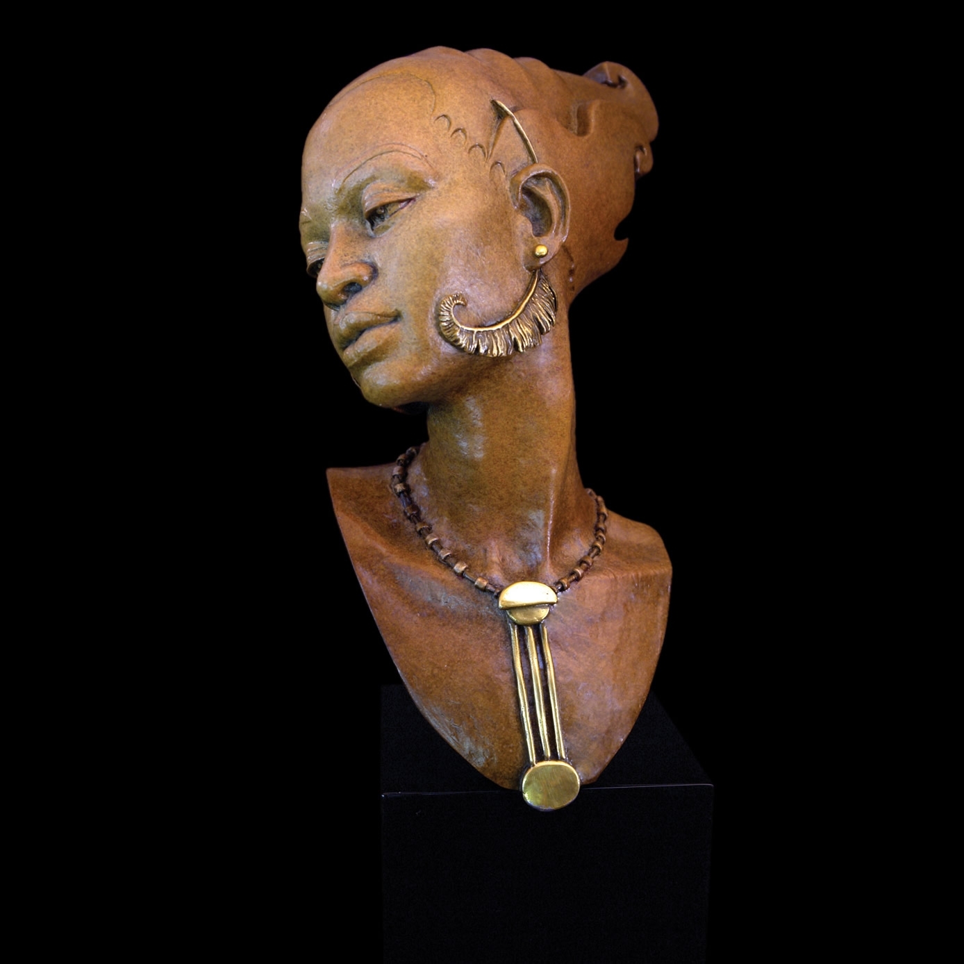 Romance African American Female Bust Sculpture by Thomas Blackshear