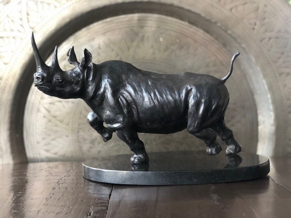 Black Rhino Bronze Sculpture