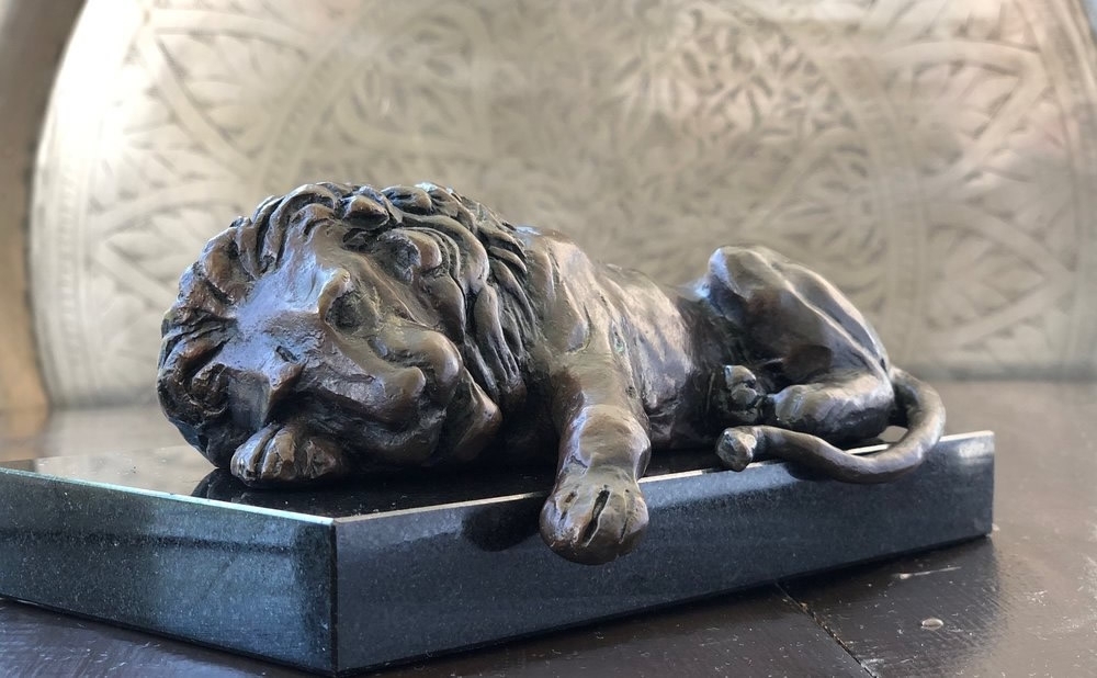 Sleeping Lion Bronze Sculpture