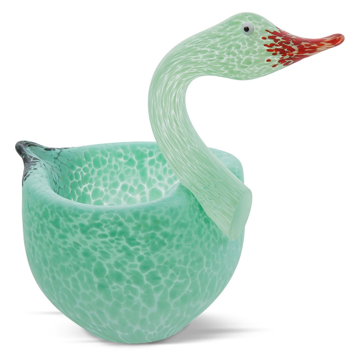 Tender Swan Bowl Glass Sculpture Mint Green