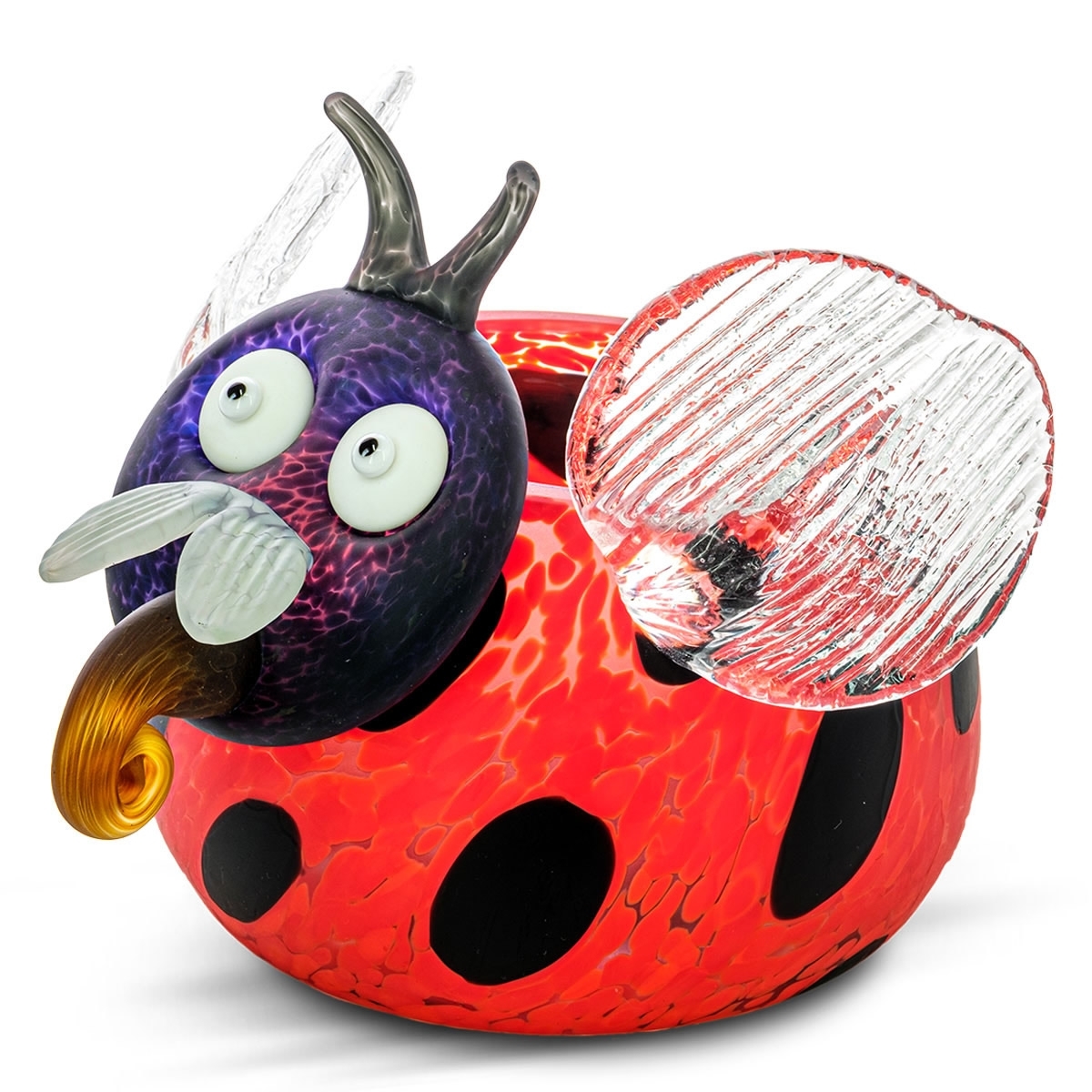 Mario The Lady Bug Glass  Bowl Red
