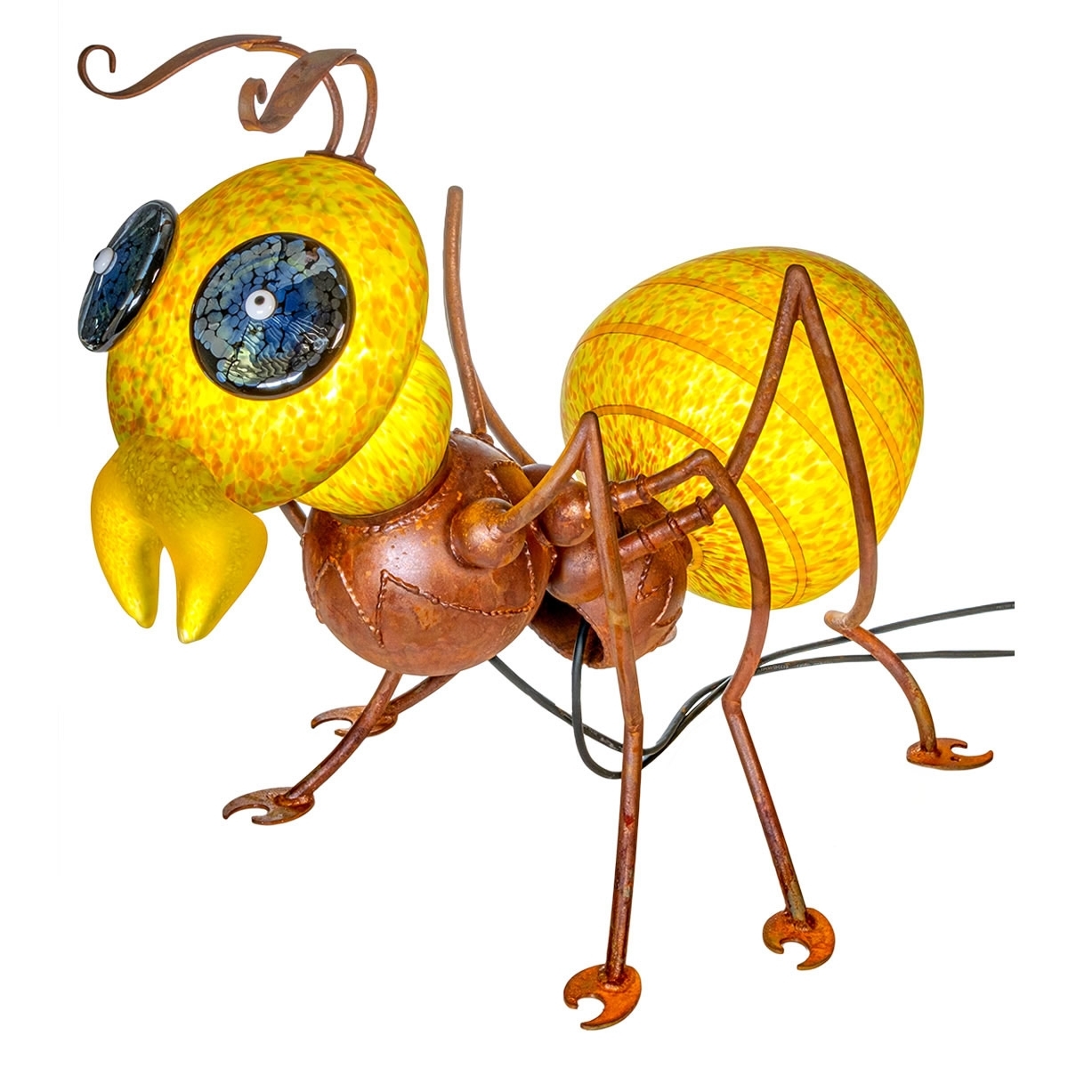 Amy The Ant Glass Garden Sculpture Olive
