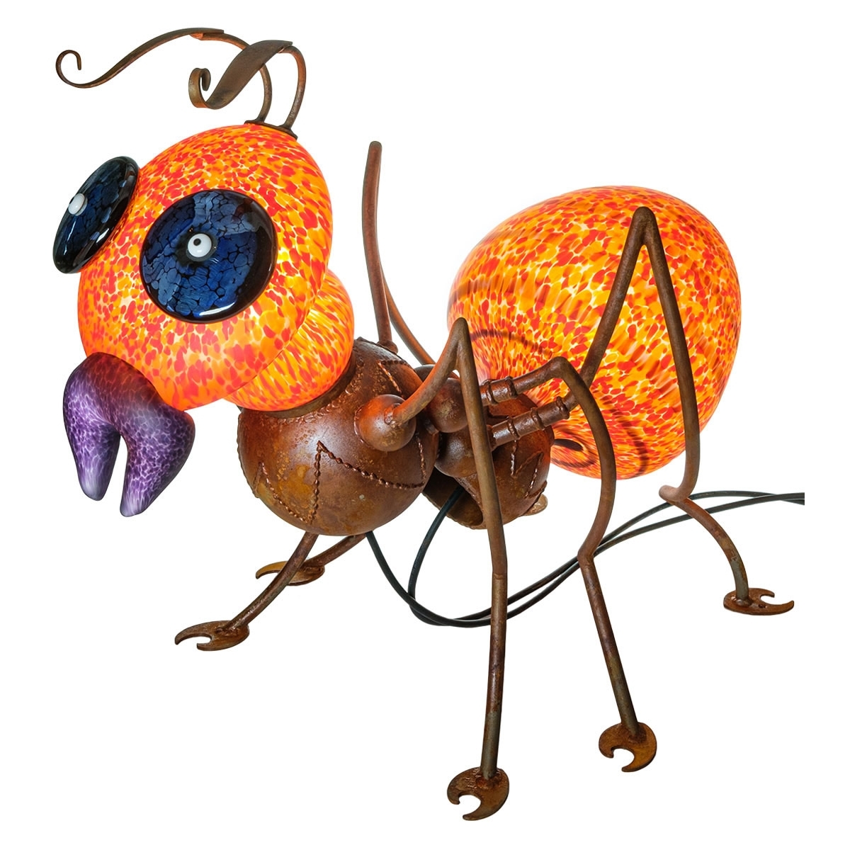 Amy The Ant Glass Garden Sculpture Red Orange
