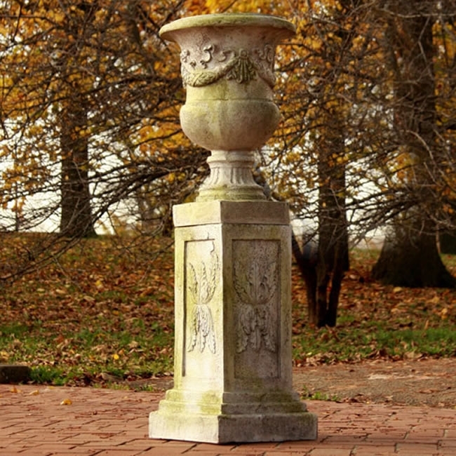 Giardino Garden Urn Planter with Pedestal -Two Piece Set