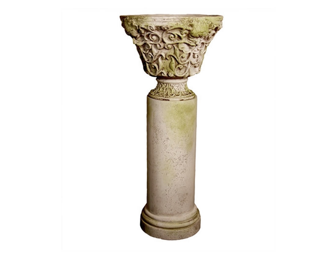 Greenman Garden Urn Planter with Pedestal -Two Piece Set