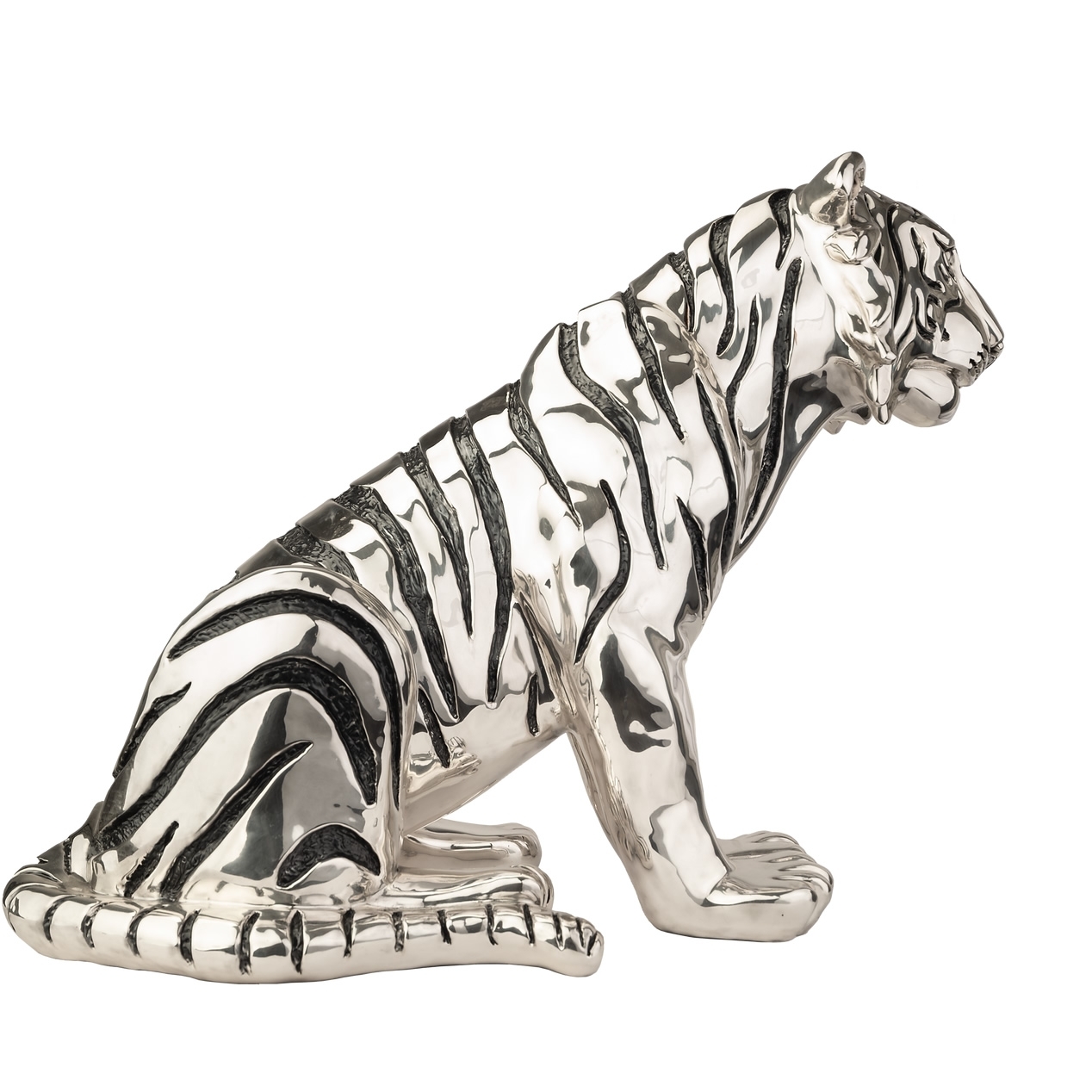 Silver Tiger Sculpture