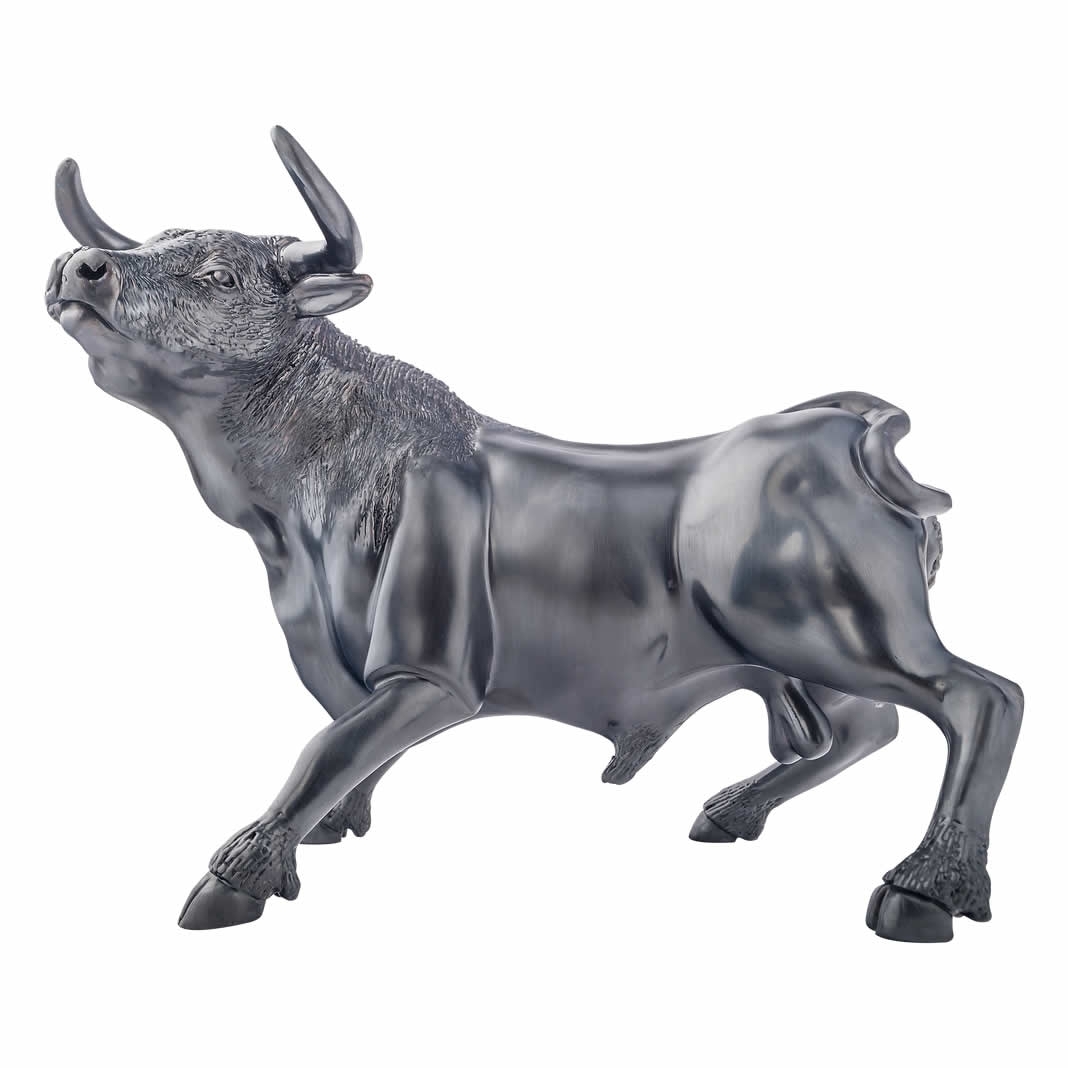 Black Charging Bull Sculpture