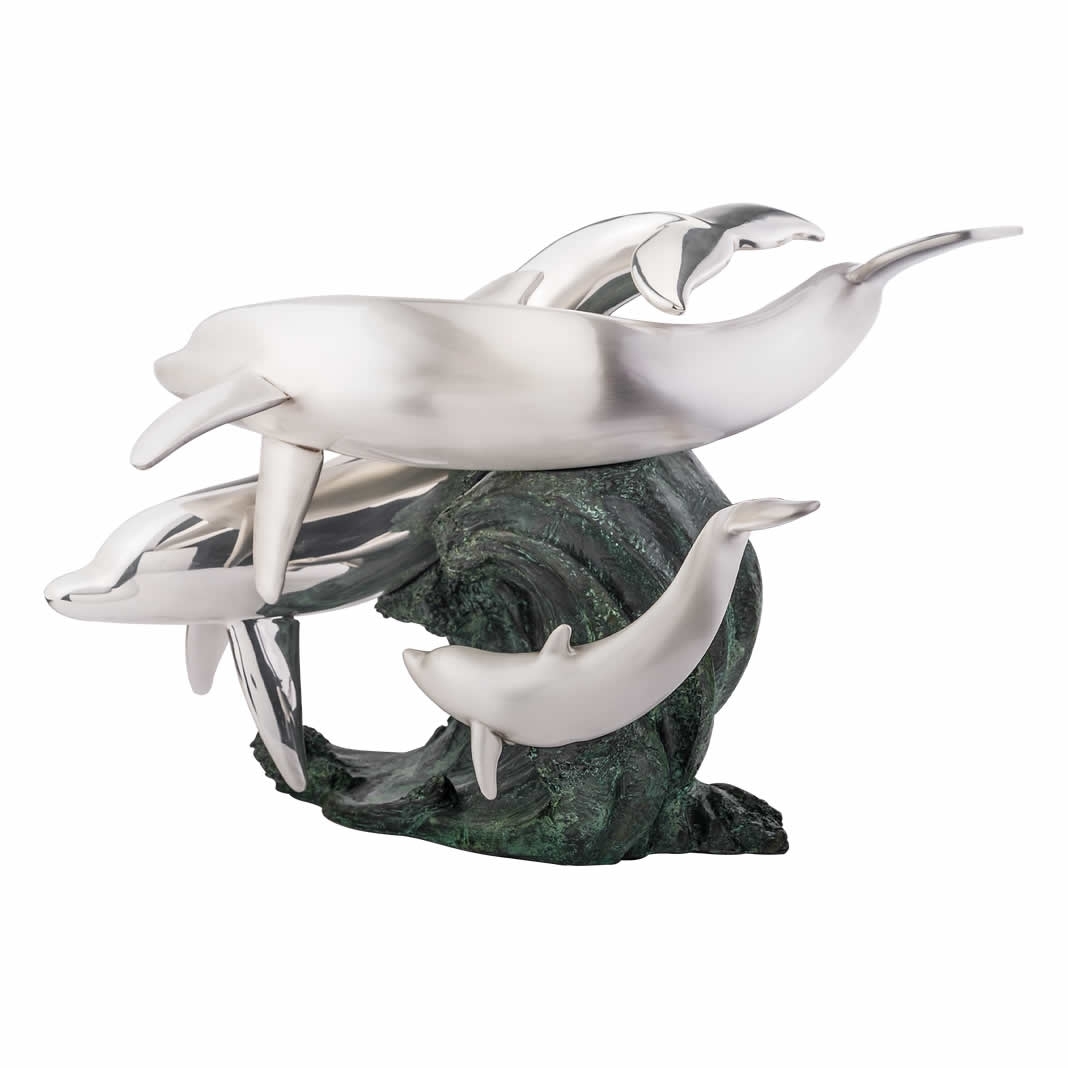 Silver Dolphin Family Sculpture