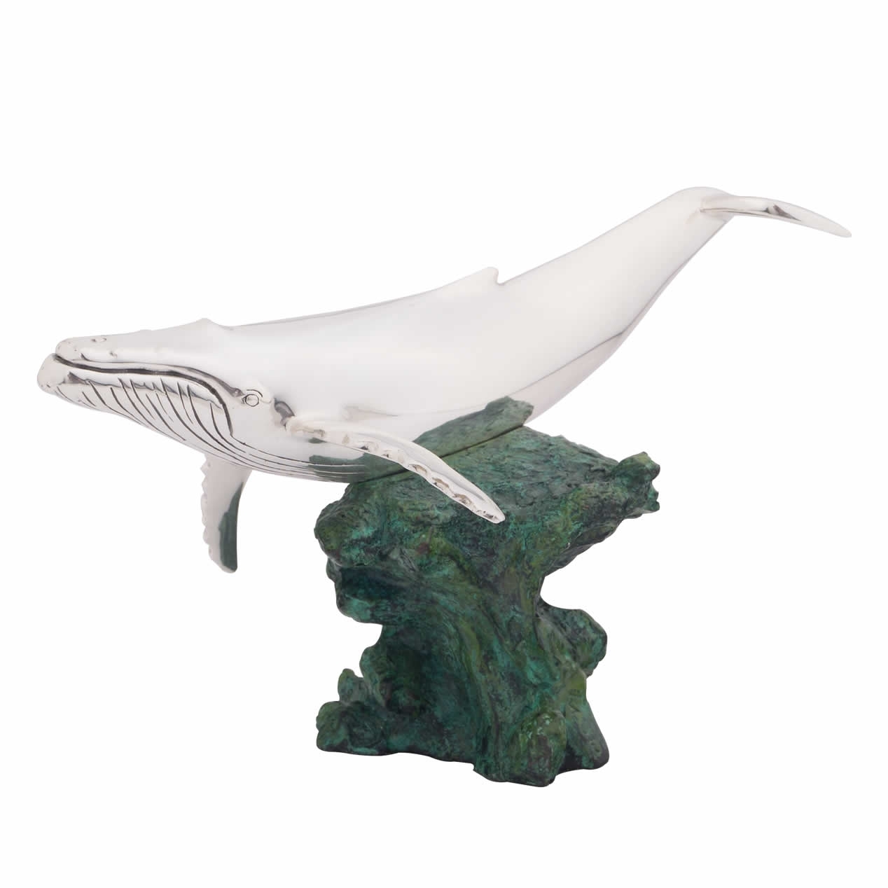 Silver Humpback Whale Sculpture