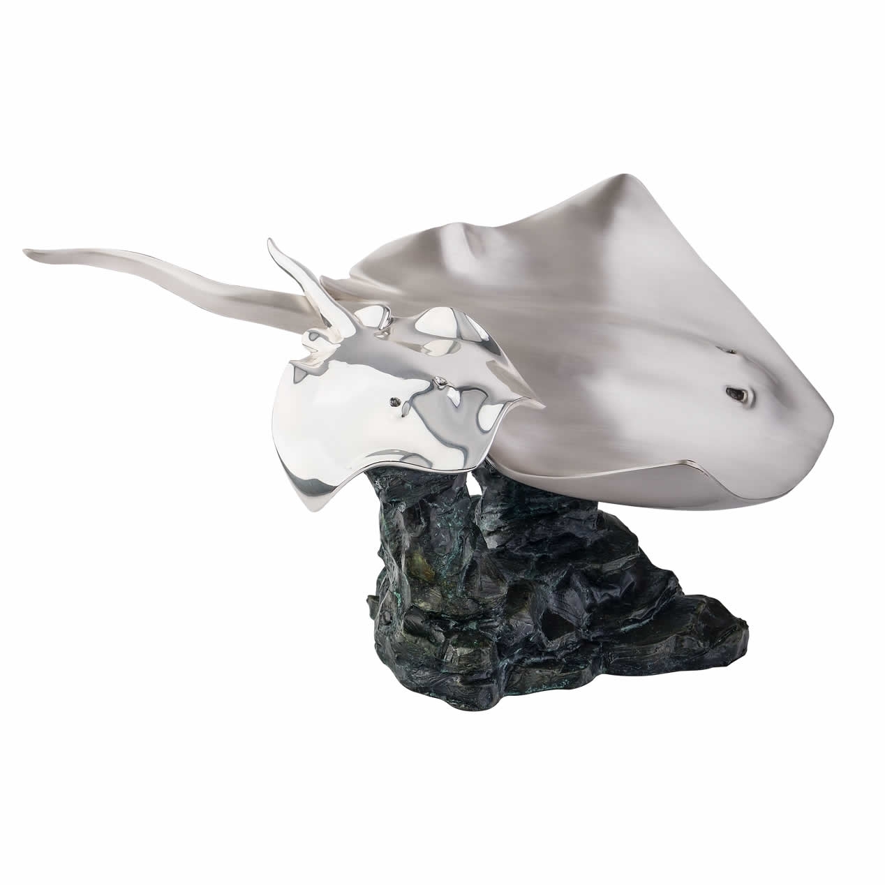 Silver Stingrays Sculpture