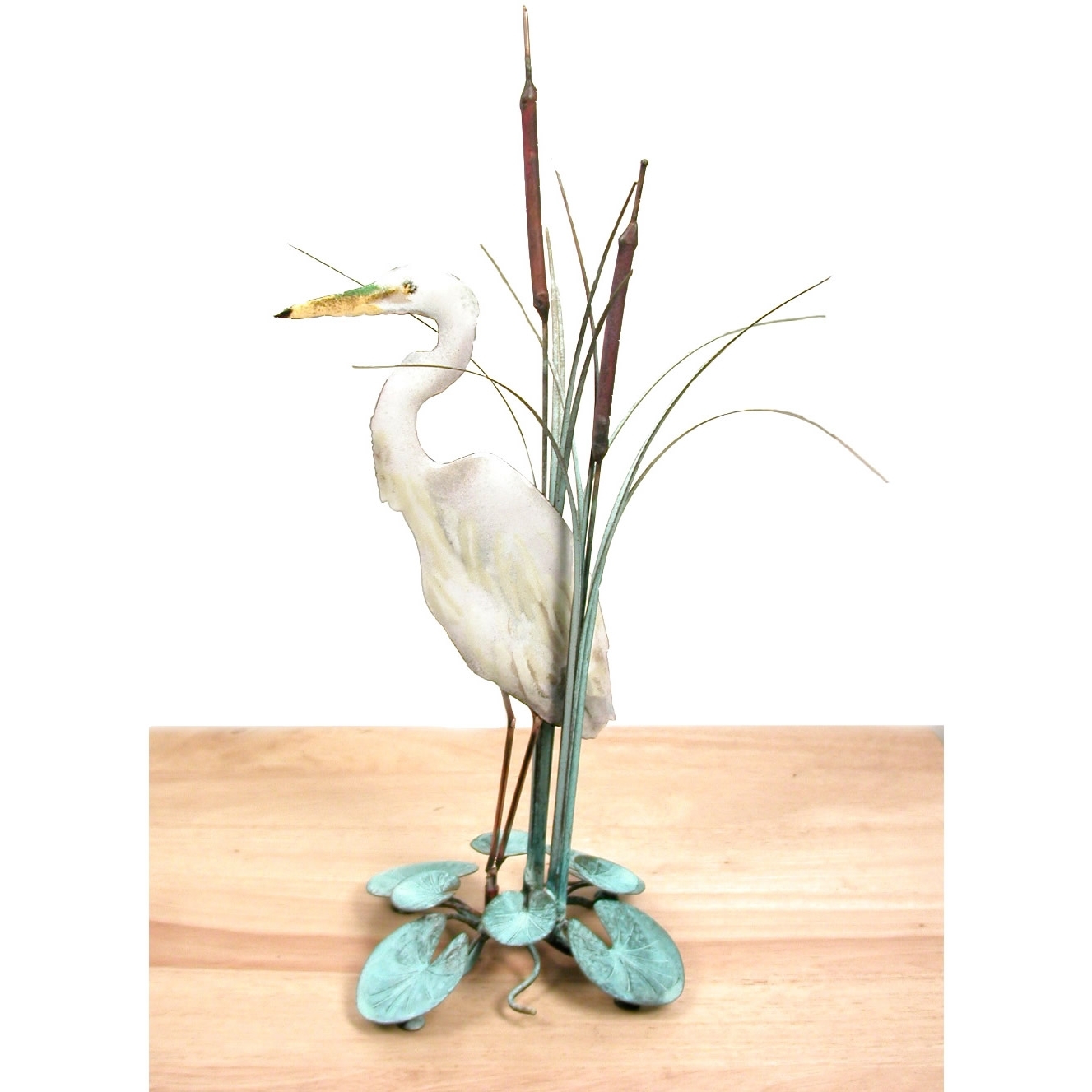 Snowy Egret Bird with Shells Metal Wall Art Sculpture Bovano of Cheshire #W368 
