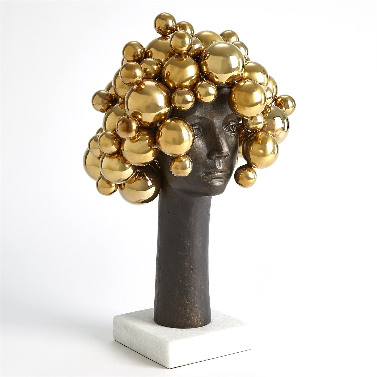 Bubbles For Brains Sculpture Bust Brass Finish